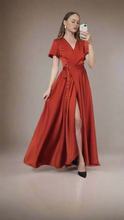 Load image into Gallery viewer, Satin Wrap Bridesmaids Dresses
