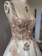 Load image into Gallery viewer, Rose Gold Floral Lace Tulle Gown