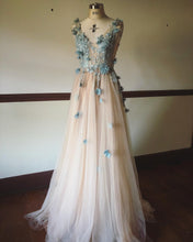 Load image into Gallery viewer, Beige and Dusty blue gown