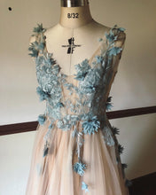Load image into Gallery viewer, Beige and Dusty blue gown