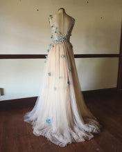 Load image into Gallery viewer, Beige and Dusty blue gown