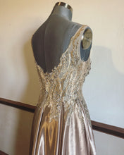 Load image into Gallery viewer, Gold Satin and Lace Dress