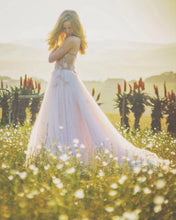 Load image into Gallery viewer, Blush Pink Wedding/Evening Dress with 3D Lace