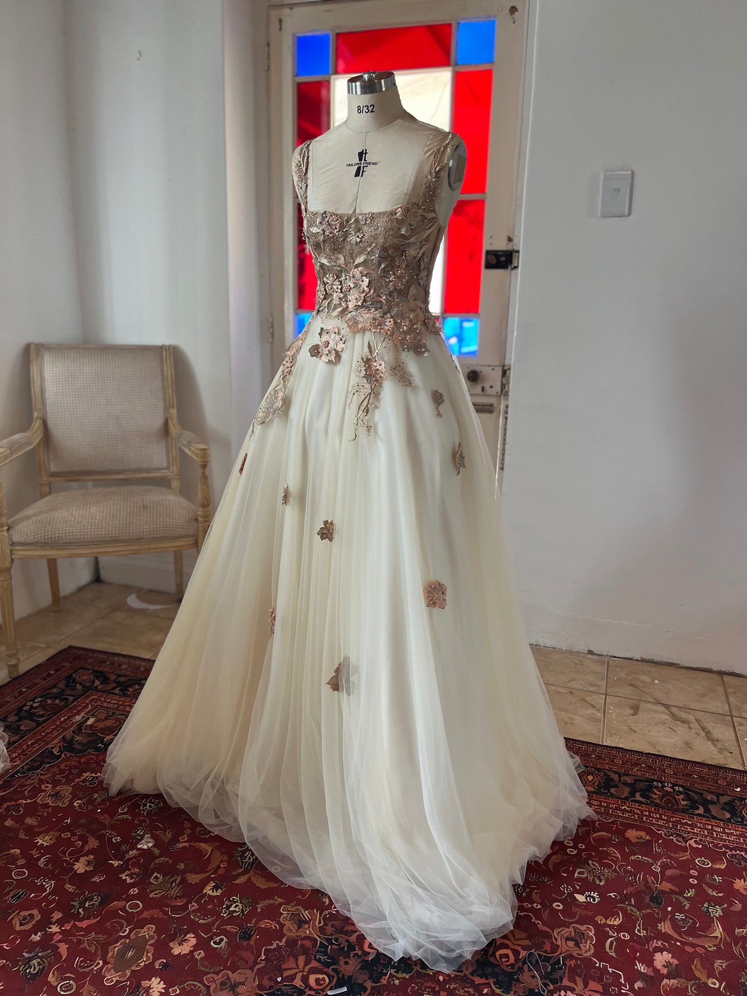 Rose Gold Floral Lace Tulle Gown – KF COUTURE BOUTIQUE