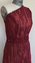 Load and play video in Gallery viewer, Custom made Maroon all over beaded dress
